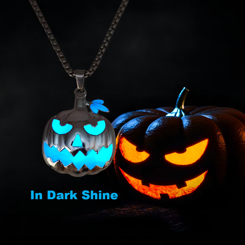 Collier Halloween Lumineux - Pendentif Citrouille Phosphorescent