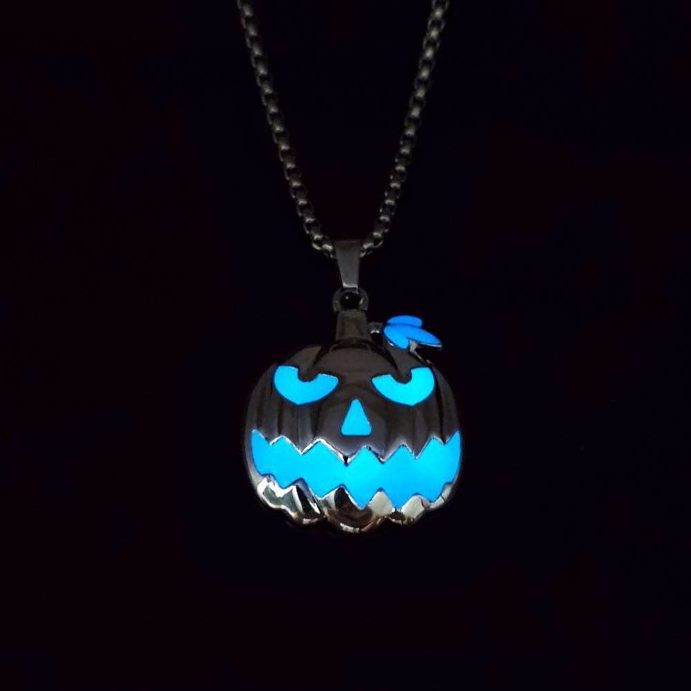 Collier Halloween Lumineux - Pendentif Citrouille Phosphorescent