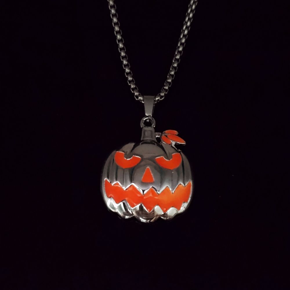 Collier Halloween Lumineux - Pendentif Citrouille Phosphorescent