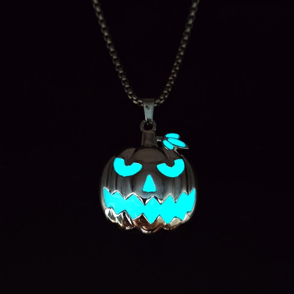 Collier Halloween Lumineux - Pendentif Citrouille Phosphorescent