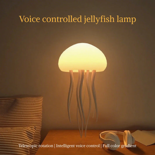 Voice Control Color Changing Jellyfish Lamp Smart Mood Light with 9 Swaying Tentacles USB-C Rechargeable Tabletop/Hanging Light