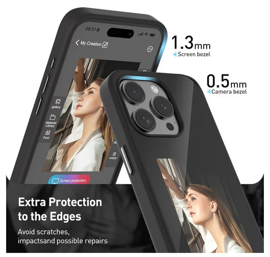 Smart NFC E-Ink Screen DIY Images Back Case for Iphone 16 Pro Max