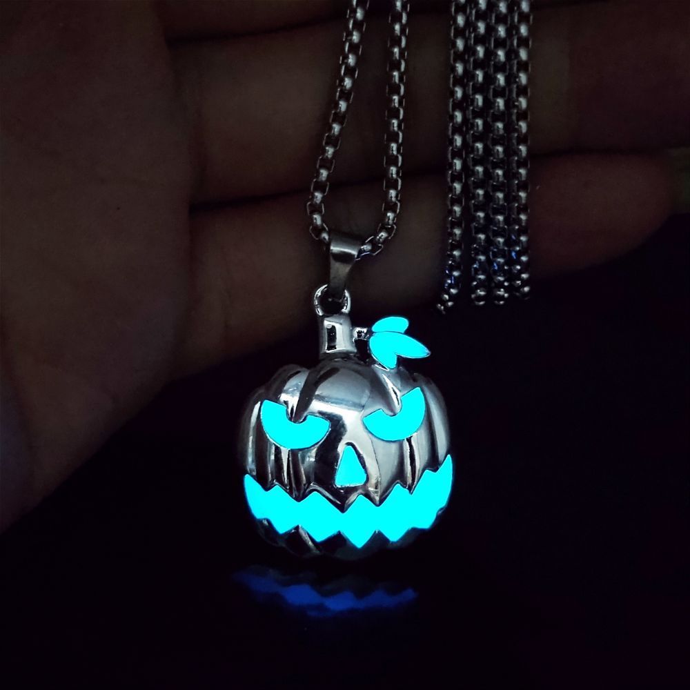 Collier Halloween Lumineux - Pendentif Citrouille Phosphorescent