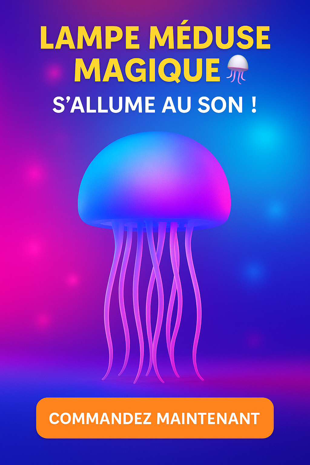 Lampe Méduse LED Multicolore - Veilleuse Intelligente Contrôle Vocal