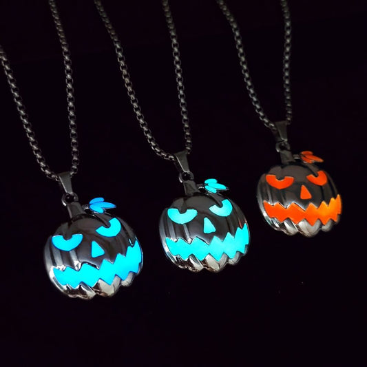 Collier Halloween Lumineux - Pendentif Citrouille Phosphorescent